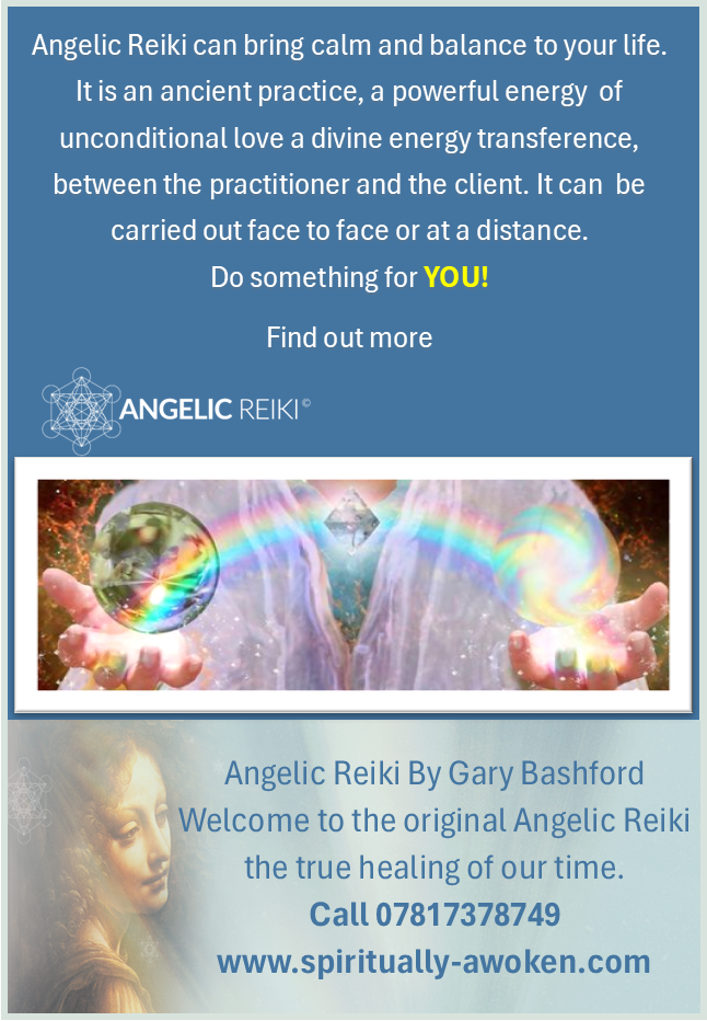 Picture of an levitation of a crystal ball, representing the energy of distance Angelic Reiki