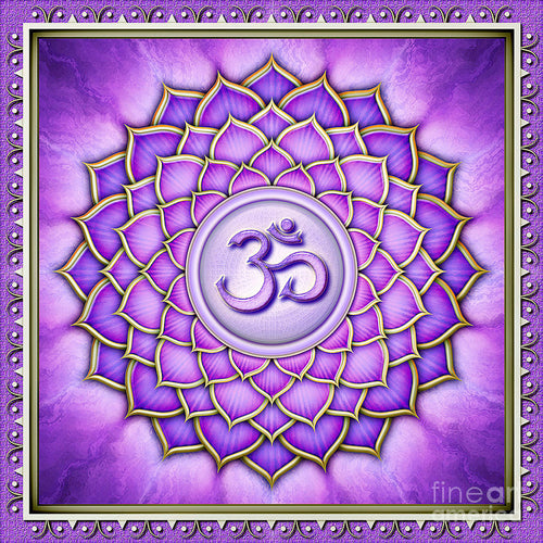 Purple Hindu Symbol representing the Crown chakra activation. By fine Art