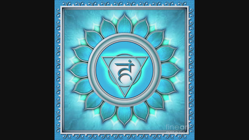 Light Blue Hindu Symbol representing the Throat chakra activation. By fine Art