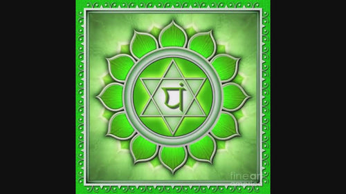 Green Hindu Symbol representing the Heart chakra activation. By fine Art