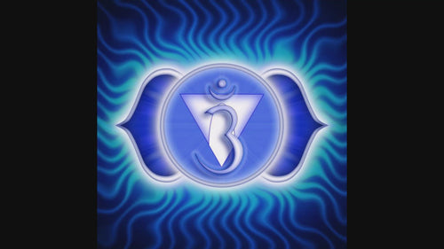 Blue Hindu Symbol representing the Third eye chakra activation 