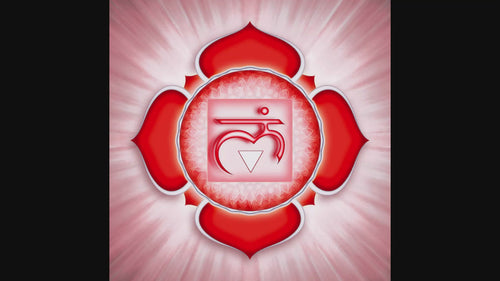 Red Hindu Symbol representing the Root chakra activation. By fine Art